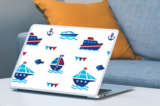 Autocollant pour ordinateur portable - 17,3 pouces - Bateau - Blauw - Rouge - Garçon - Motif - 40x30cm - Autocollants pour ordinateur portable - Skin pour ordinateur portable - Couverture