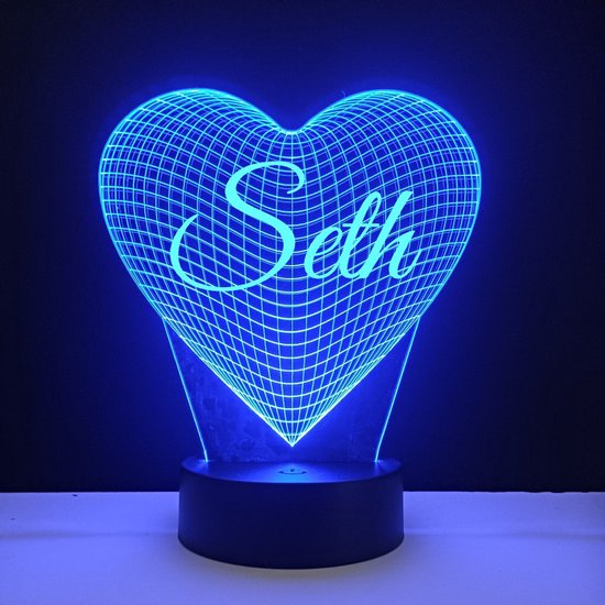3D LED Lamp - Hart Met Naam - Seth
