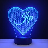 3D LED Lamp - Hart Met Naam - Jip