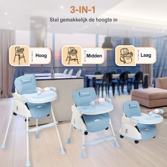 Twinky® Kinderstoel – 2-in-1 Kinderwagen Set – Blauw – Inklapbare Eetstoel  & Baby... | bol.com
