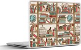 Laptop sticker - 14 inch - Kat - Boek - Kast - Jongens - Meisjes - Kinderen - Kind - 32x5x23x5cm - Laptopstickers - Laptop skin - Cover