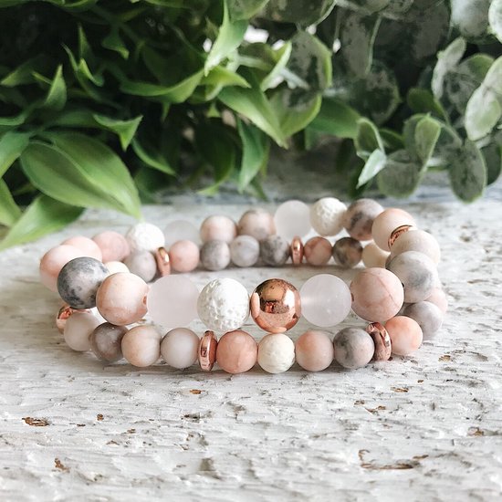 Bracelet Perles Rose Mixte de pierres naturelles dames 18,5 cm avec coffret cadeau - Bracelets en cristal par Sophie Siero