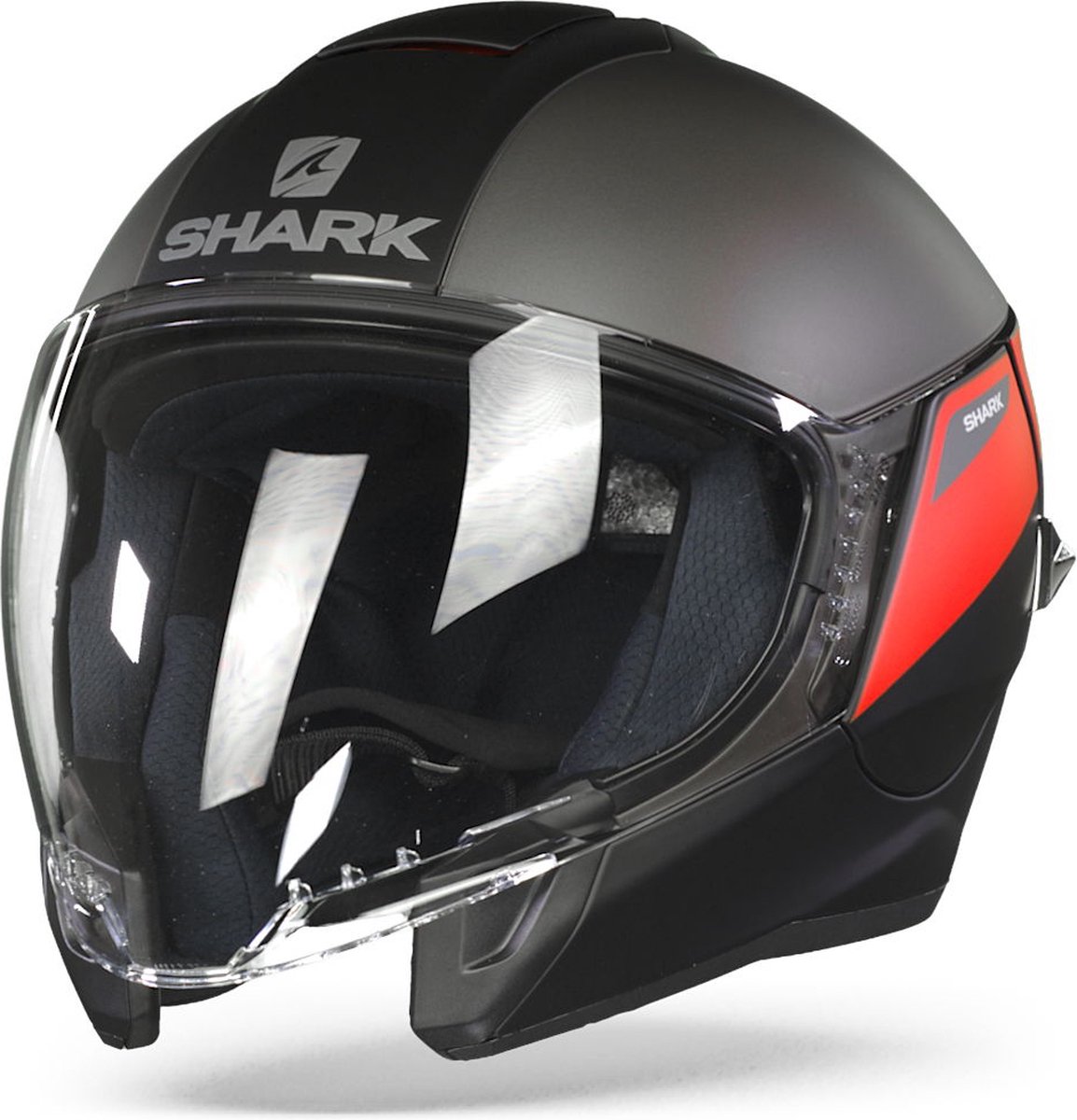 Shark Citycruiser Karonn Mat Zwart Antraciet Rood KAR Jethelm S
