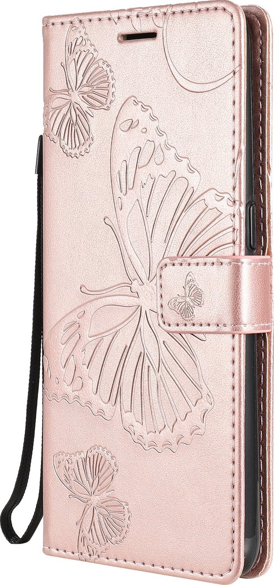 Mobigear Telefoonhoesje geschikt voor OPPO A53s Hoesje | Mobigear Butterfly Bookcase Portemonnee | Pasjeshouder voor 2 Pasjes | Telefoonhoesje voor Pinpas / OV Kaart / Rijbewijs - Roségoud
