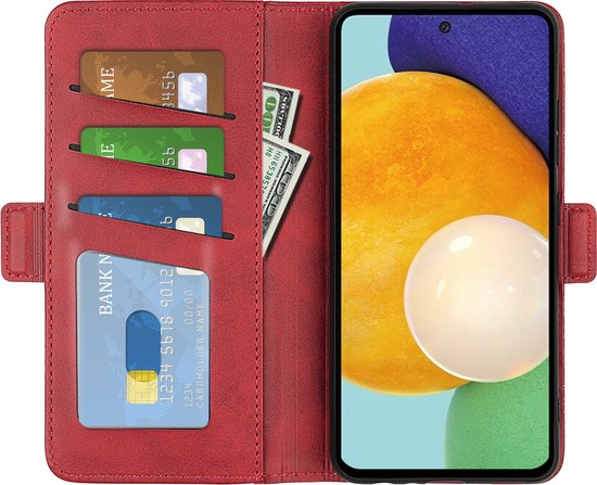 Coque Samsung Galaxy A13 (4G) - MobyDefend Luxe Wallet Book Case (côté fermeture) - Rouge - Coque pour téléphone portable - Coque adaptée pour : Samsung Galaxy A13 (4G)