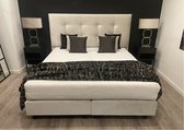 Boxspring - 180x210 - New Jersey - incl. Hotel matras XXL 7-zones Pocketvering 25cm dik - Velvet Beige - Geveerde Boxen - Velours