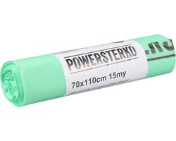 PowerSterko Afvalzak - Bioplastic o.b.v. Zetmeelblend - 120l - 70x110cm - 15my - groen