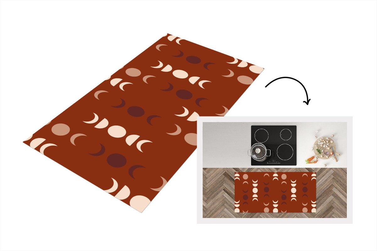 KitchenYeah Keukenloper - Loper keuken - Maan - Rood - Patroon - Keukenloper vinyl, foto 5