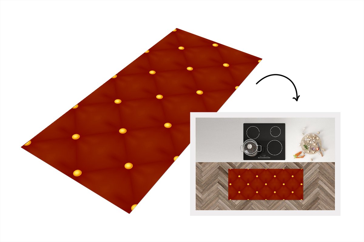 KitchenYeah Keukenloper - Loper keuken - Patronen - Kerst - Goud - Stippen - 120x50 cm - Keukenloper vinyl Multicolor