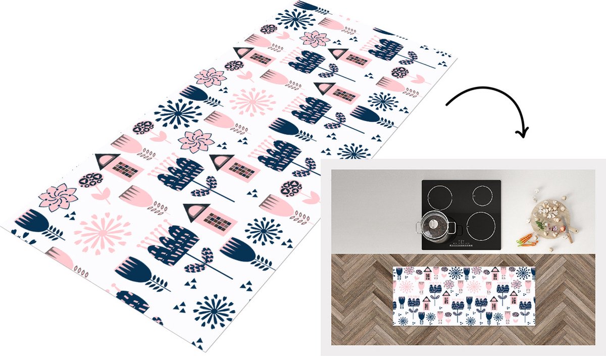 KitchenYeah Keukenloper - Loper keuken - Patroon - Pastel - Scandinavië - Keukenloper vinyl Multicolor