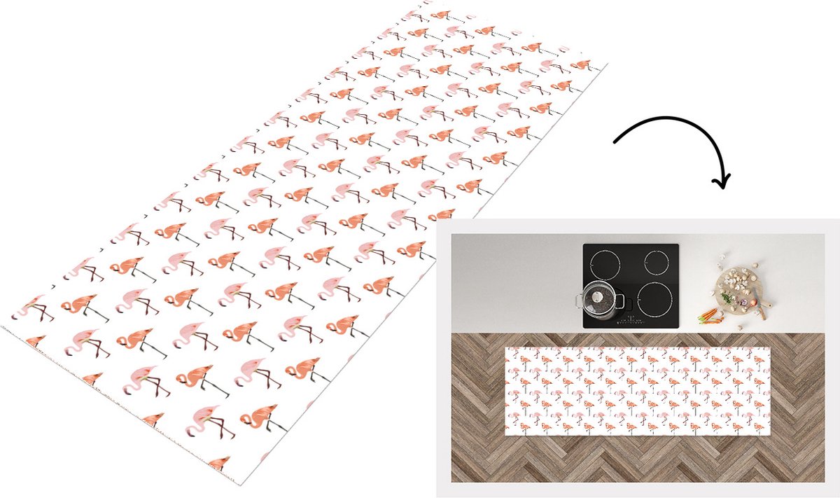 KitchenYeah Keukenloper - Loper keuken - Flamingo - Patroon - Roze - Keukenloper vinyl, foto 7