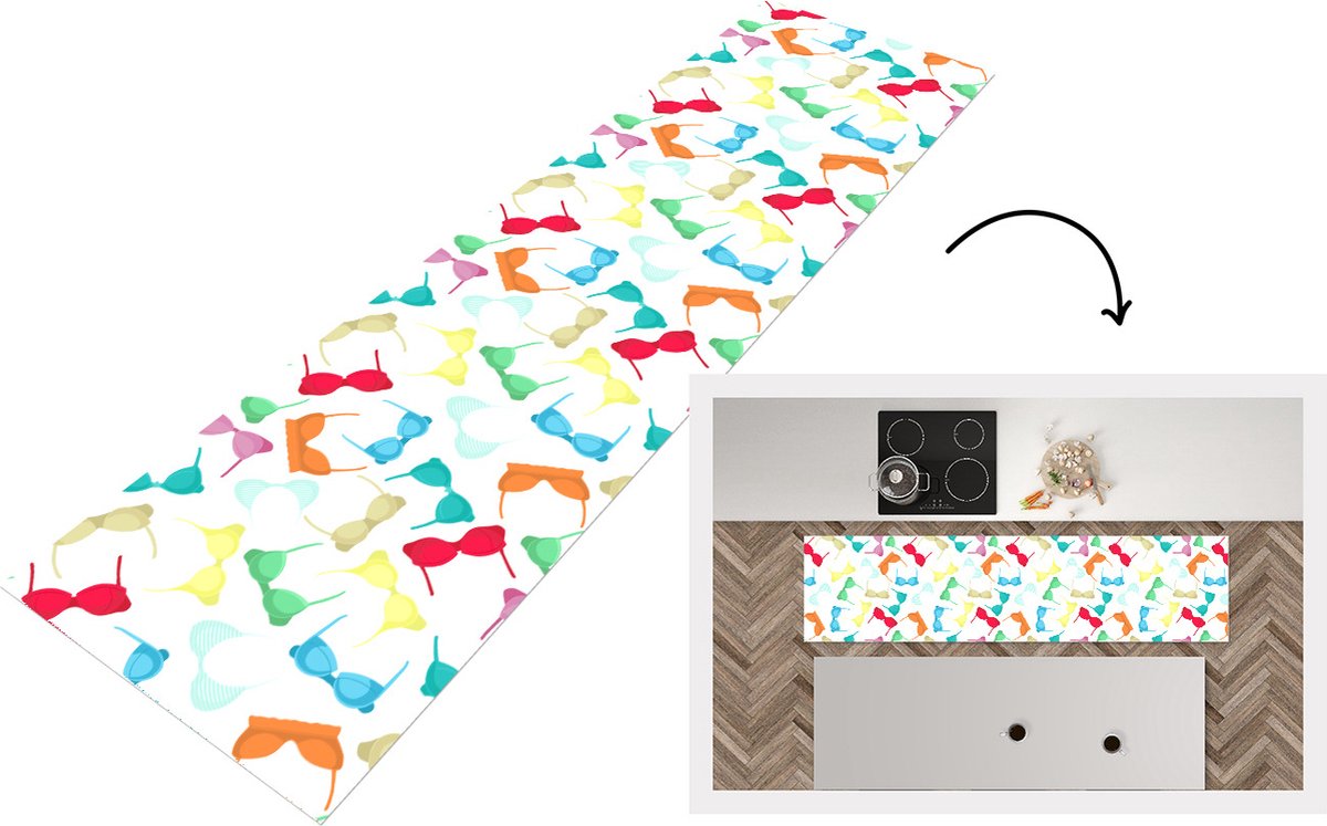 KitchenYeah Keukenloper - Loper keuken - Bh - Regenboog - Vrouwen - Patroon - Keukenloper vinyl multicolor, foto 6