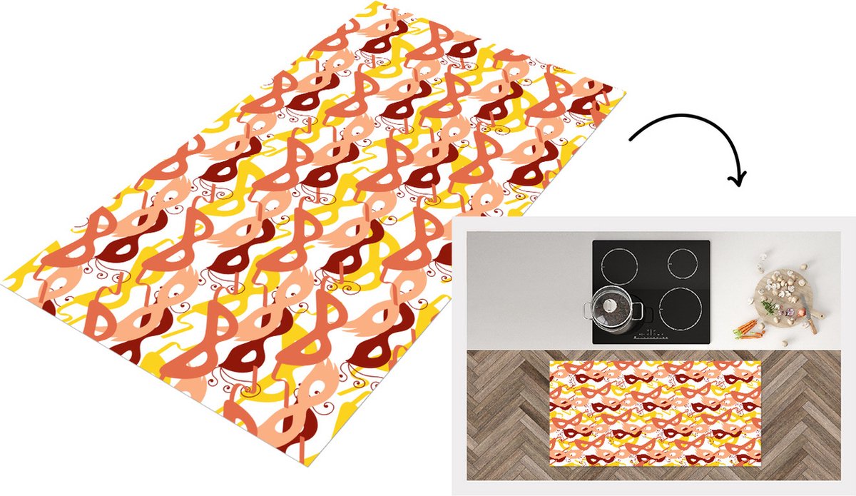 KitchenYeah Keukenloper - Loper keuken - Masker - Patronen - Carnaval - Keukenloper vinyl multicolor, foto 5