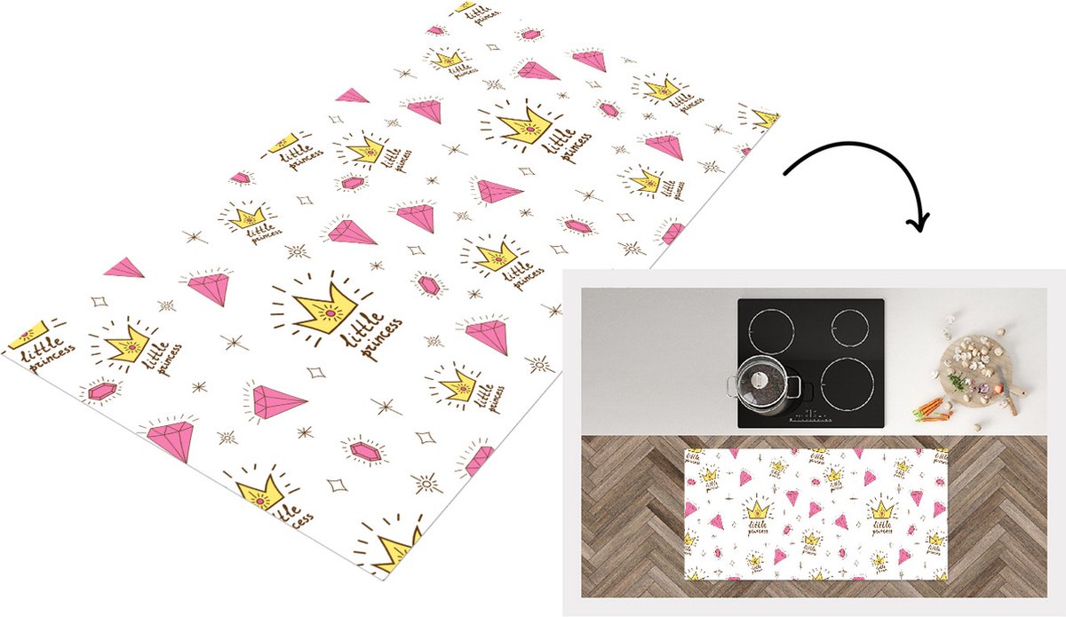 KitchenYeah Keukenloper - Loper keuken - Prinses - Patronen - Quote - Kroon - 120x60 cm - Keukenloper vinyl Multicolor