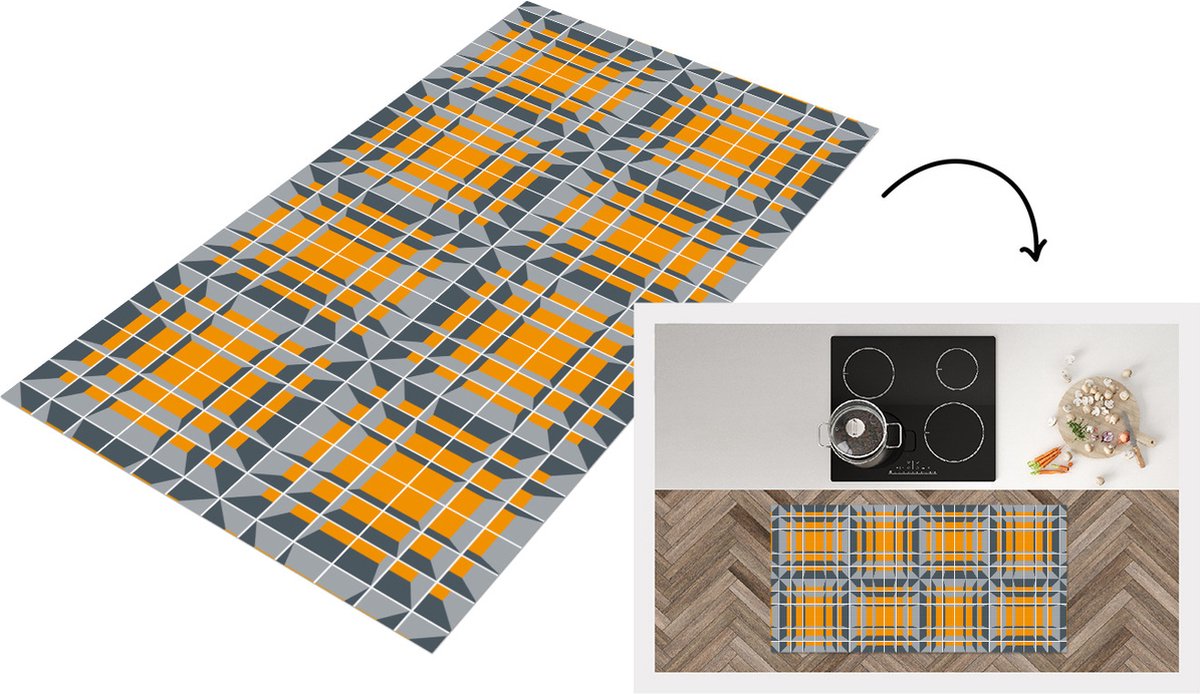 KitchenYeah Keukenloper - Loper keuken - Kubus - Patronen - 3D - 120x60 cm - Keukenloper vinyl Multicolor