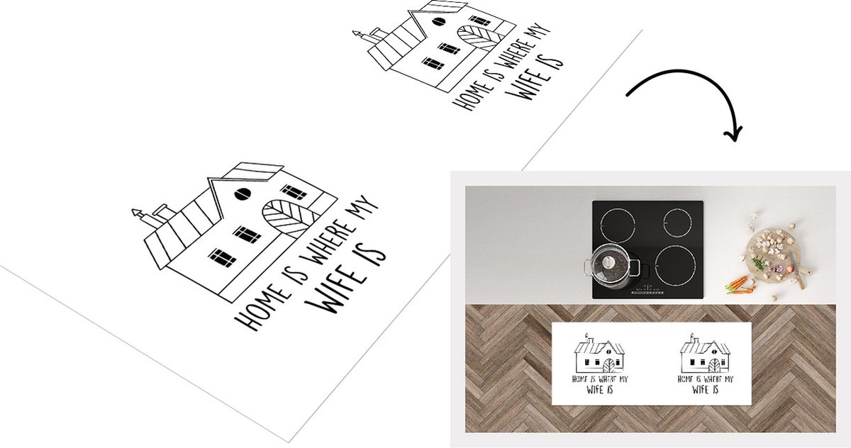 KitchenYeah Keukenloper - Loper keuken - Vrouw - Huwelijk - Thuis - Quotes - Voor haar - 120x50 cm - Keukenloper vinyl Multicolor