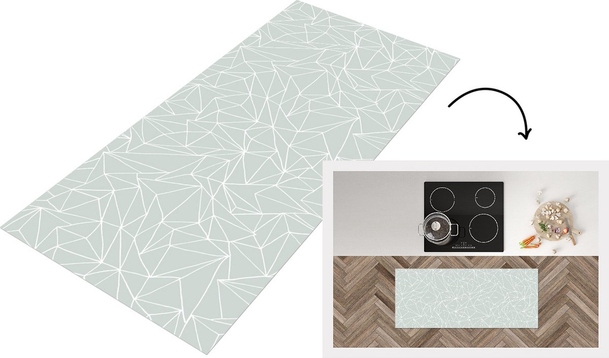 KitchenYeah Keukenloper - Loper keuken - Netwerk - Driehoek - Patronen - 120x50 cm - Keukenloper vinyl Multicolor