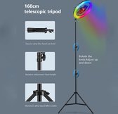 10 Inch - Selfie RGB-ringlicht - Fotografie LED-rand van lamp - met telescopisch statief van 160 cm