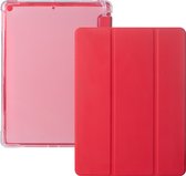 Coque iPad 2021 - Coque iPad 10.2 2019/2020/2021 - Coque iPad 10.2 Rouge - Coque arrière transparente avec compartiment de rangement Apple Pencil - Coque pour iPad 10.2 7e, 8e et 9e génération