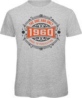 1960 The One And Only | Feest Kado T-Shirt Heren - Dames | Antraciet - Oranje | Perfect Verjaardag Cadeau Shirt | Grappige Spreuken - Zinnen - Teksten | Maat L