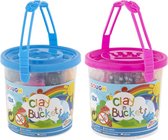 2 buckets met klei | Jongens & meisjes klei bucket met allebei 12 kleuren boetseerklei