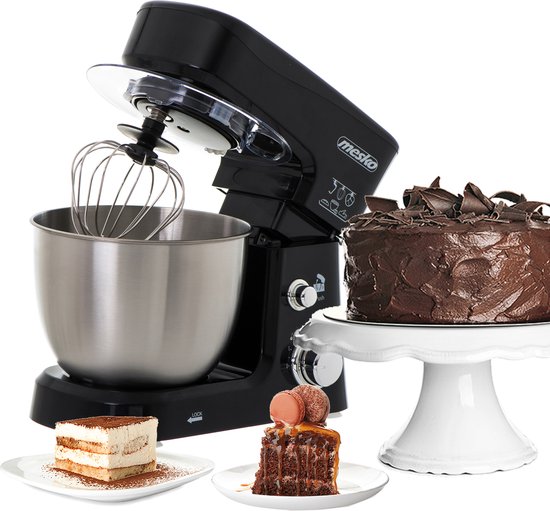 Mesko MS 4217 - Keukenmachine - Keukenrobot - Keukenmixer - 1200W - Zwart - Anti-Spatdeksel - Compleet met accessoires van Mesko — afbeelding 3
