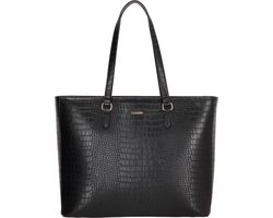 Charm London Midwood Hand & Schoudertas Shopper 15,6 inch Laptopvak Ideale School Werk Business Tas - Tote Bag - Dames Tas - Zwart