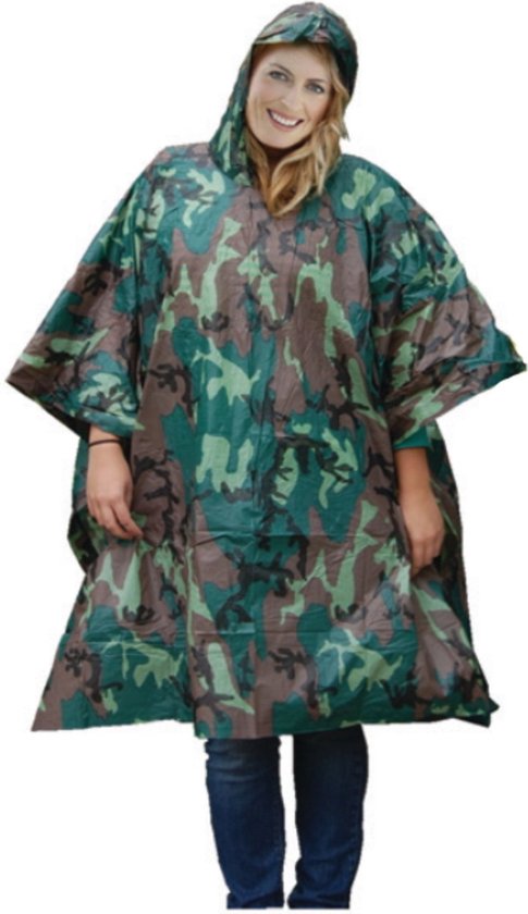 Poncho - Camouflage - Legerprint - Herbruikbaar - Hoogwaardige Kwaliteit