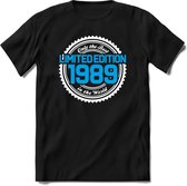 1989 Limited Edition | Feest Kado T-Shirt Heren - Dames | Wit - Blauw | Perfect Verjaardag Cadeau Shirt | Grappige Spreuken - Zinnen - Teksten | Maat L