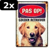 2x WAAKBORD BLIK GOLDEN RETRIEVER