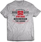 52 Jaar Legend - Feest kado T-Shirt Heren / Dames - Antraciet Grijs / Rood - Perfect Verjaardag Cadeau Shirt - grappige Spreuken, Zinnen en Teksten. Maat XXL