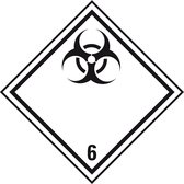 ADR klasse 6.2 sticker besmettelijke stoffen 50 x 50 mm - 10 stuks per kaart