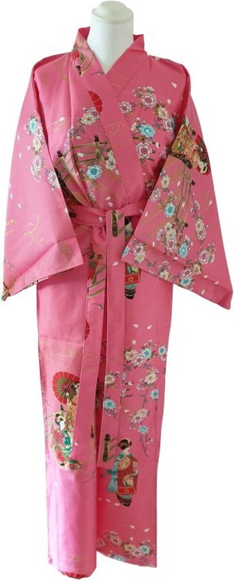 DongDong - Originele Japanse kimono - Katoen - Maiko motief - L/XL