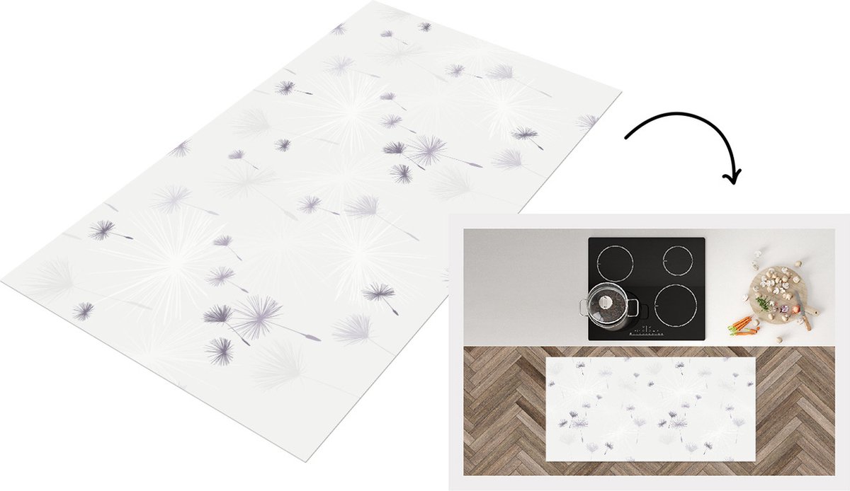 KitchenYeah Keukenloper - Loper keuken - Design - Paardenbloem - Bloemen - 120x60 cm - Keukenloper vinyl Multicolor