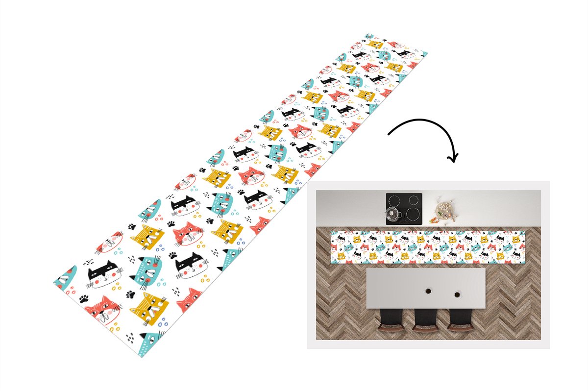 KitchenYeah Keukenloper - Loper keuken - Jongens - Patronen - Katten - Keukenloper vinyl multicolor, foto 7