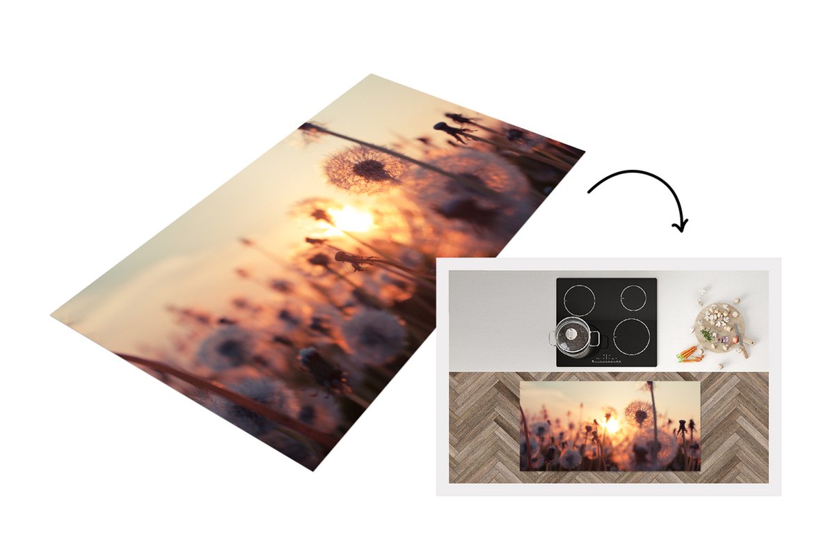 KitchenYeah Keukenloper - Loper keuken - Paardenbloem - Zonsondergang - Lente - Keukenloper vinyl multicolor, foto 7
