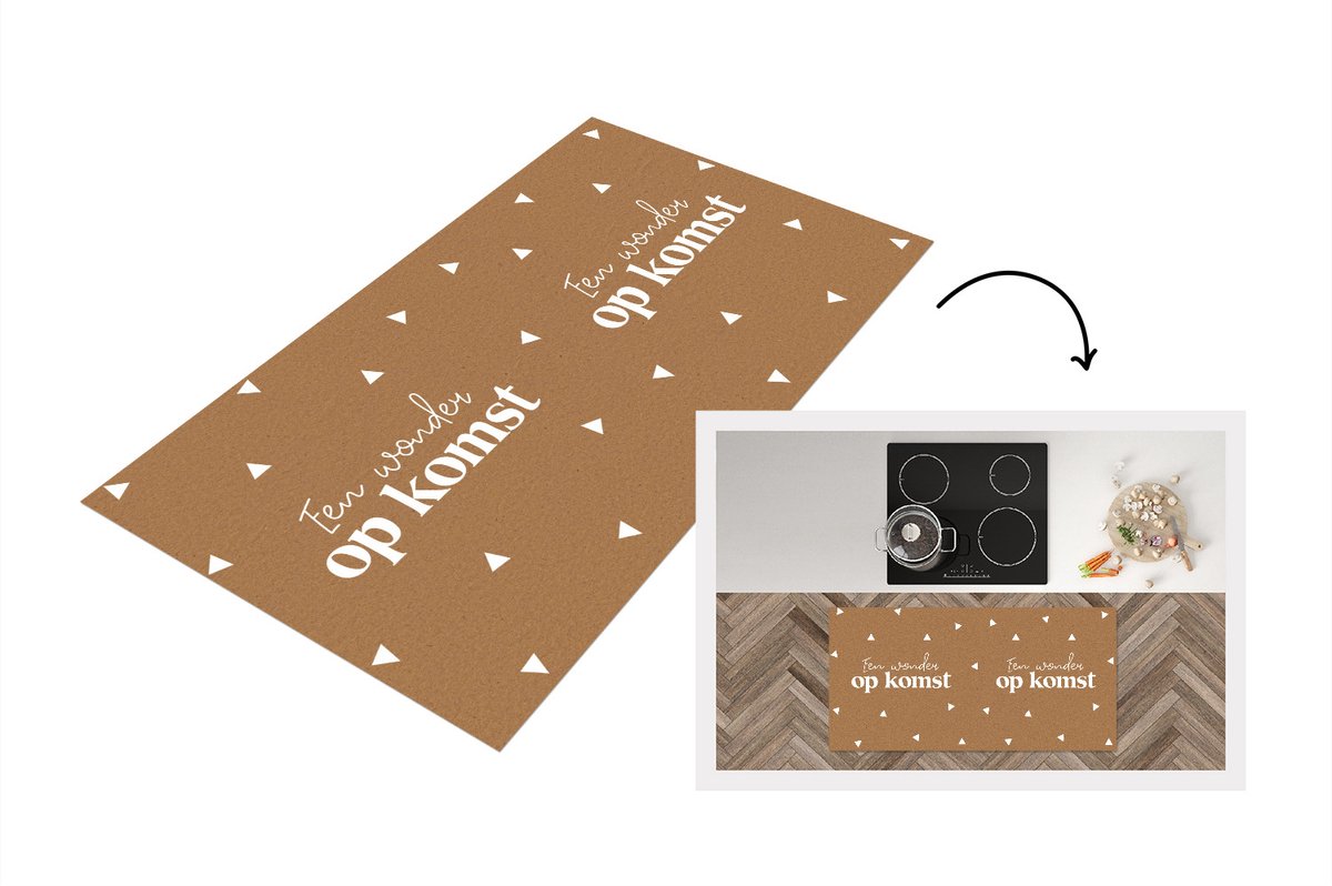 KitchenYeah Keukenloper - Loper keuken - Zwangerschap aankondiging - Quotes - Baby - Spreuken - Een wonder op komst - 120x60 cm - Keukenloper vinyl Multicolor