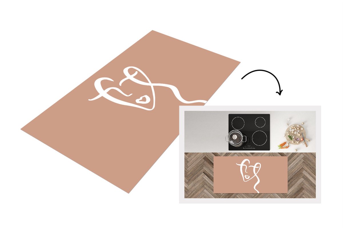 KitchenYeah Keukenloper - Loper keuken - Vrouw - Abstract - Gezicht - 120x60 cm - Keukenloper vinyl Multicolor