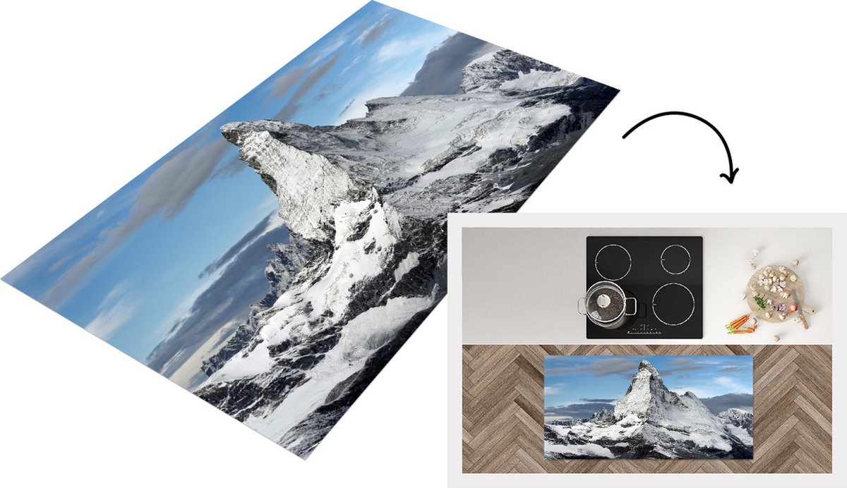 KitchenYeah Keukenloper - Loper keuken - Wolken boven de Matterhorn in Zwitserland - 120x60 cm - Keukenloper vinyl Multicolor