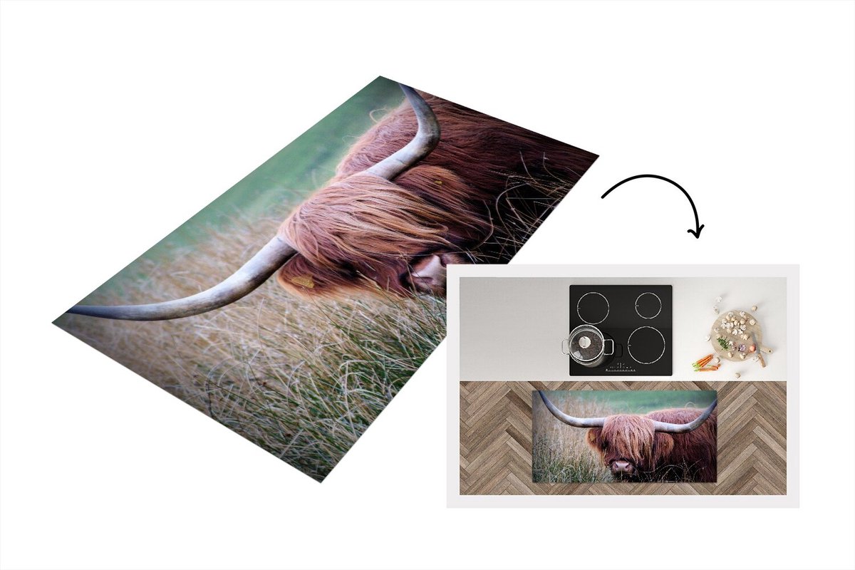 KitchenYeah Keukenloper - Loper keuken - Schotse Hooglander - Portret - Koeienkop - Keukenloper vinyl multicolor, foto 2