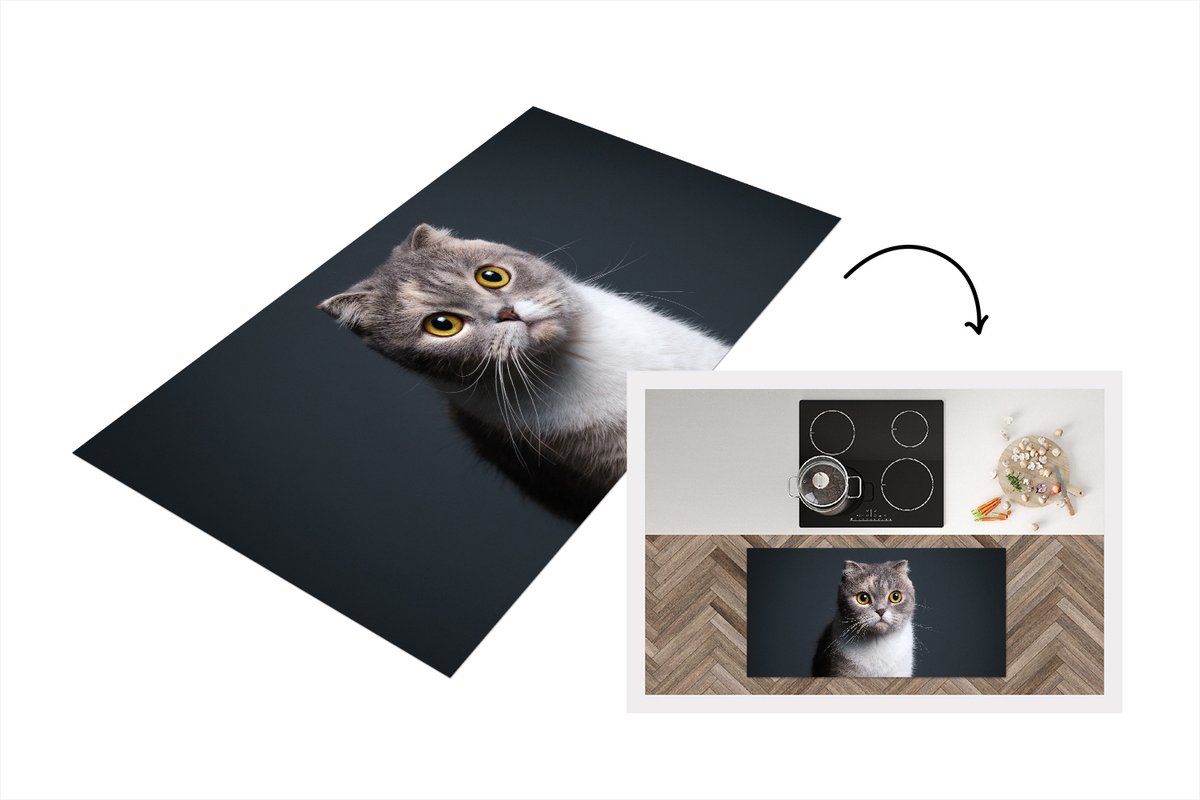 KitchenYeah Keukenloper - Loper keuken - Kat - Huisdieren - Licht - 120x60 cm - Keukenloper vinyl Multicolor