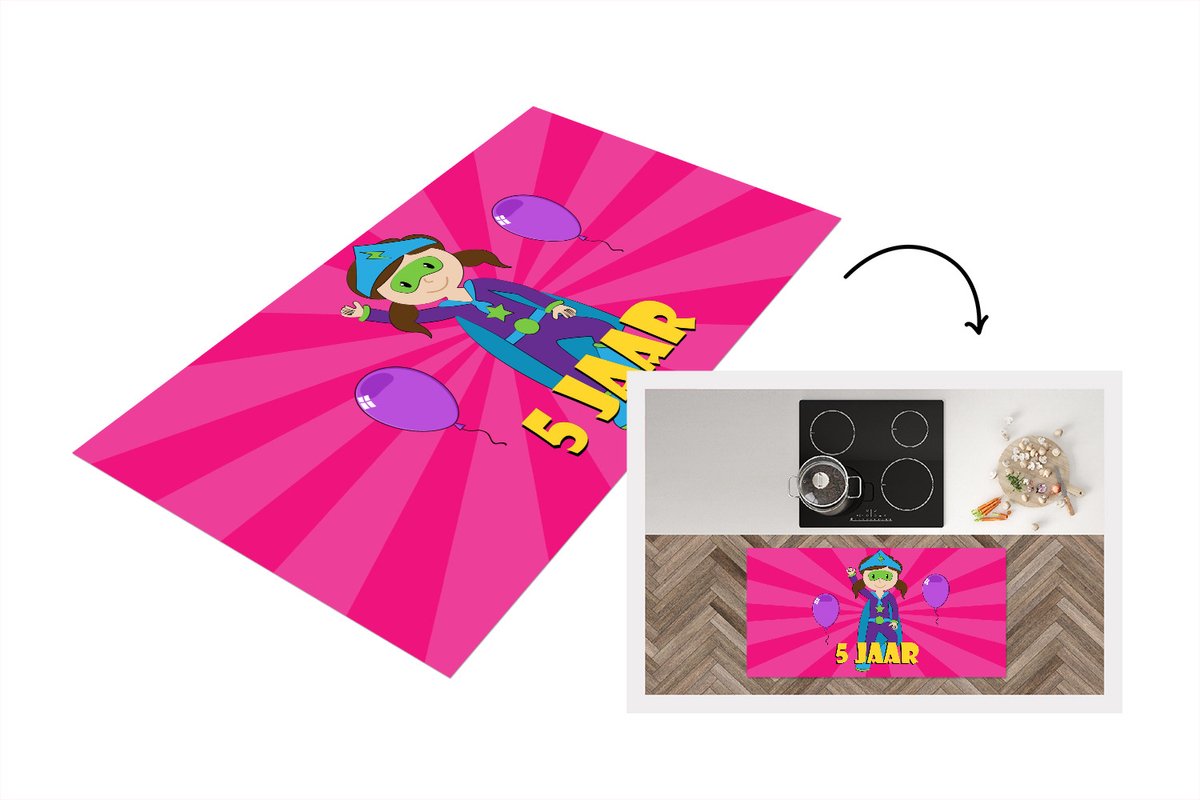 KitchenYeah Keukenloper - Loper keuken - Verjaardag Jaar - Ballonnen - 120x60 cm - Keukenloper vinyl Multicolor