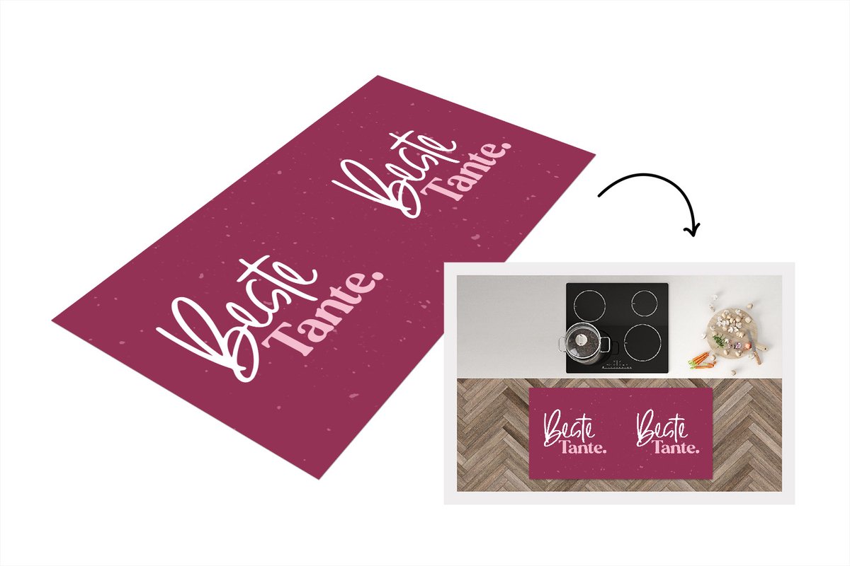 KitchenYeah Keukenloper - Loper keuken - Quotes - 'Beste tante' - Spreuken - 120x60 cm - Keukenloper vinyl Multicolor