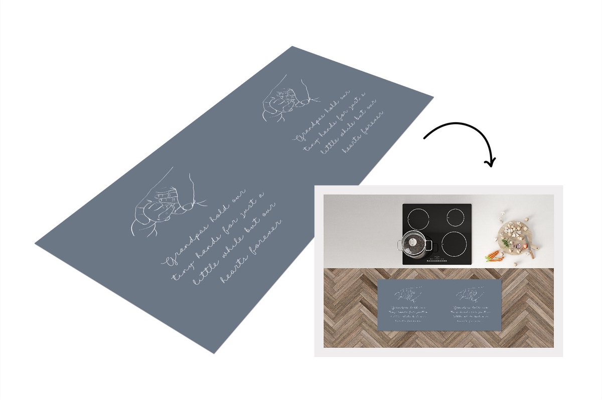 KitchenYeah Keukenloper - Loper keuken - Quotes - Spreuken - 'Grandpas hold our tiny hands for just a little while but our hearts forever' - 120x50 cm - Keukenloper vinyl Multicolor