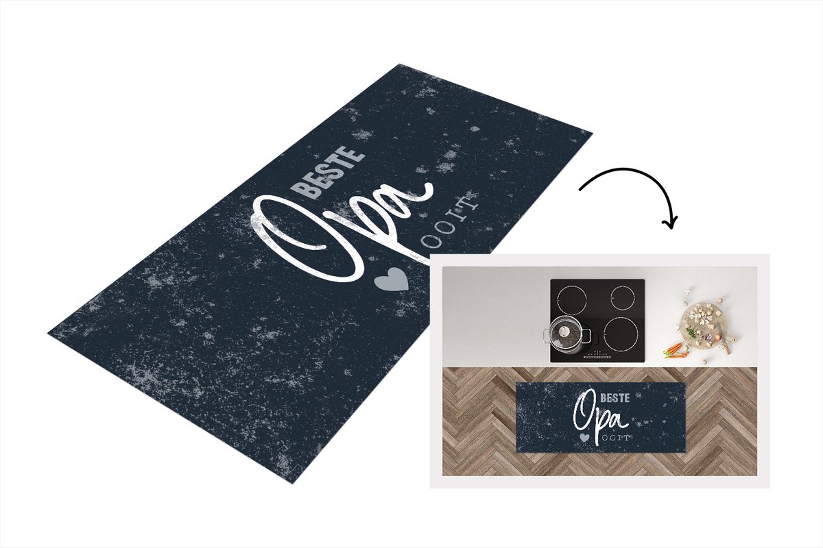 KitchenYeah Keukenloper - Loper keuken - Cadeau voor man - Quote - Opa - Beste opa ooit - Spreuken - 120x50 cm - Keukenloper vinyl Multicolor
