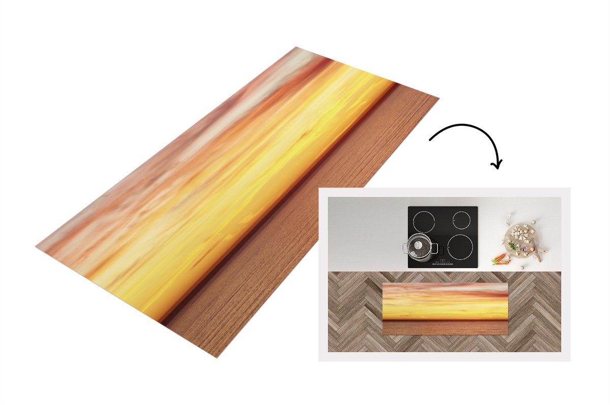 KitchenYeah Keukenloper - Loper keuken - Zee - Kleuren - Lucht - 120x50 cm - Keukenloper vinyl Multicolor