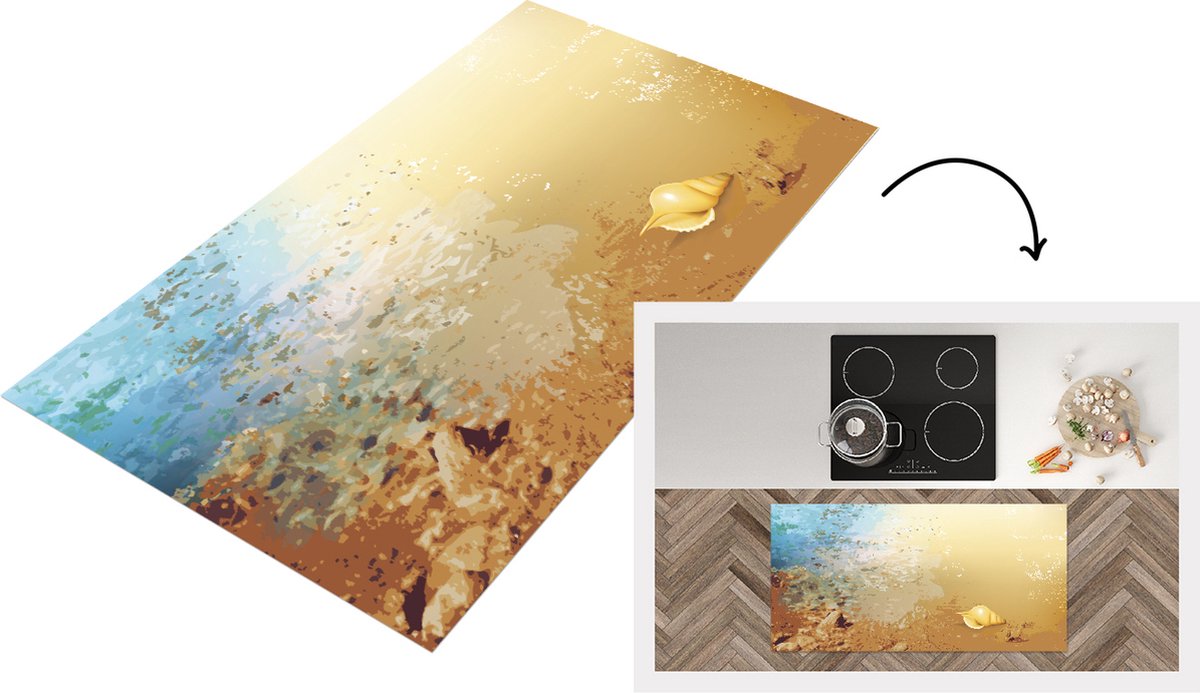 KitchenYeah Keukenloper - Loper keuken - Strand - Schelp - Water - Keukenloper vinyl multicolor, foto 2