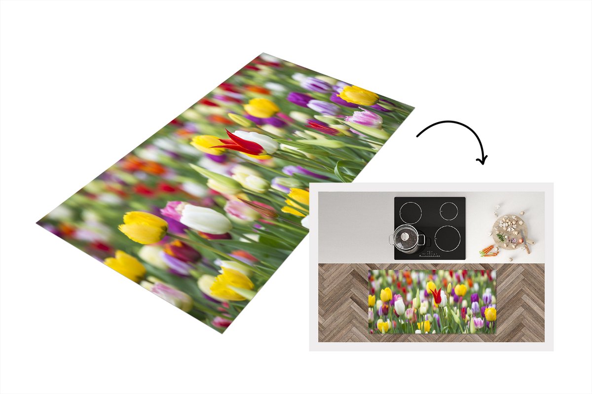 KitchenYeah Keukenloper - Loper keuken - Bloemen - Kleuren - Lente - 120x60 cm - Keukenloper vinyl Multicolor
