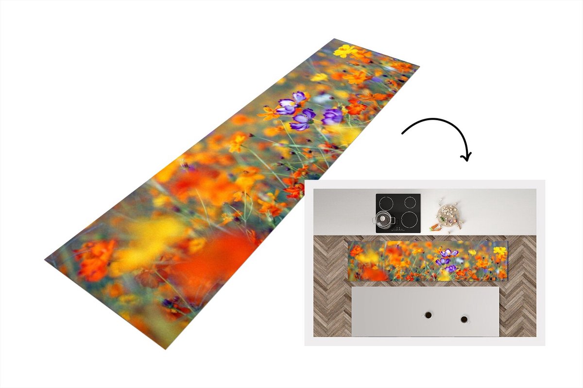 KitchenYeah Keukenloper - Loper keuken - Cosmos - Kleuren - Lente - Keukenloper vinyl multicolor, foto 4