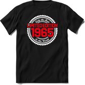 1965 Limited Edition | Feest Kado T-Shirt Heren - Dames | Wit - Rood | Perfect Verjaardag Cadeau Shirt | Grappige Spreuken - Zinnen - Teksten | Maat S